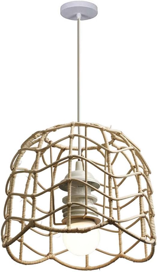 Cesta de metal E27 y lámpara colgante granja industrial de mimbre para decoración de sala