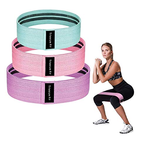 Titanium Fit 3 Pack Booty Band Resistance Bands Set Women Butt Legs Exercise Non Slip Glute Hip Bands for Home Workout Pilates Yoga Stretching