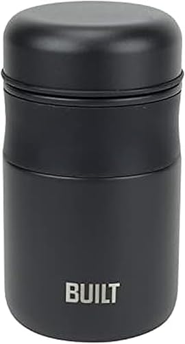 BUILT Tarro de alimentos aislado al vacío de 16 onzas, doble pared, color negro