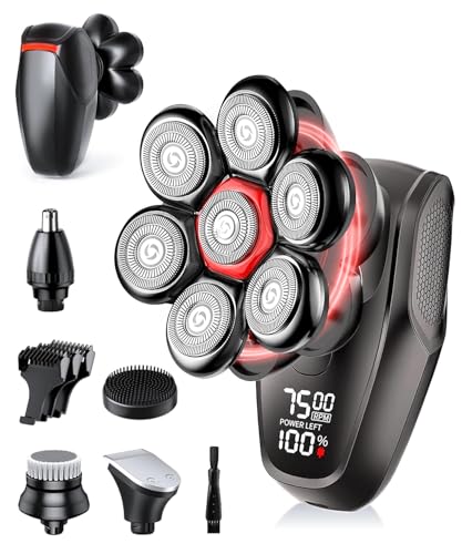 Head Shavers for Bald Men, 7D Head Shaver with LED Display, 3 Adjustable Modes, 10000 RPM High Speed Motor, IPX8 Waterproof, USB Fast Charging