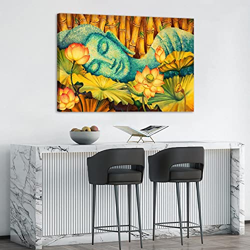 Eorntdy Canvas Wall Art Buddha And Lotus Canvas Print Artwork Watercolor Wall Art Paintings Framed Ready To Hang For Living Room Dinning Room Bedroom Bathroom Home Decor 12X18Inch #TOP3
