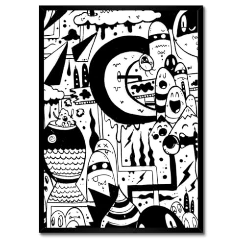 Poster graffiti pour mur salon cadre blanc 50x70 H5276M