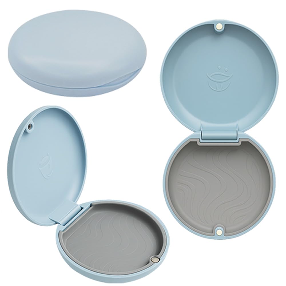 Dentosmile Slim Aligner Case/Aligner and Retainer Case/Dental Orthodontic Retainer Box - Sky Blue Colour with Silicone Layer