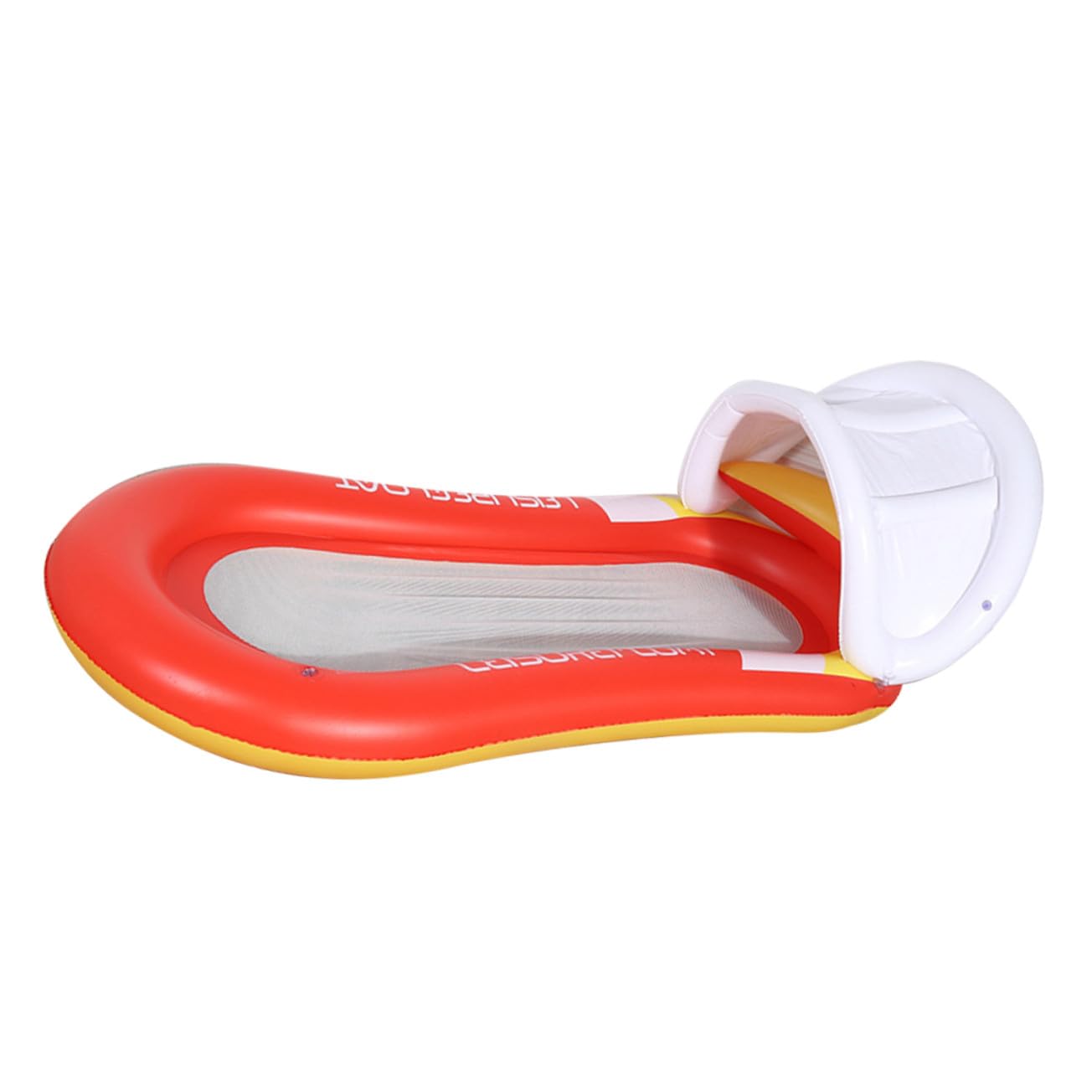 Aufblasbare Wasserhängematte Orange aus PVC mit Sonnensegel