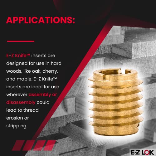 E-Z Lok 400-332 Threaded Insert, Brass, Knife Thread, 10-32 Internal Threads, 0.500" Length (Pack Of 25) #TOP4