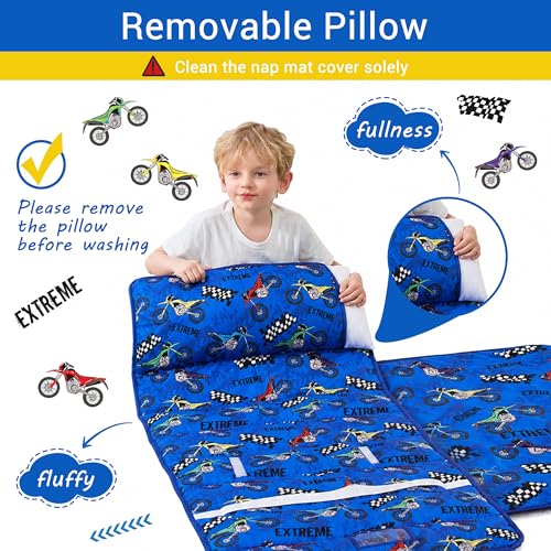 Image of Lasoftan Toddler Nap Mat with Pillow and Blanket, Extra Large Rolled Napping Mats,Slumber Bags for Boys Girls,Kids Sleeping Bag for Daycare, Preschool Travel Camping