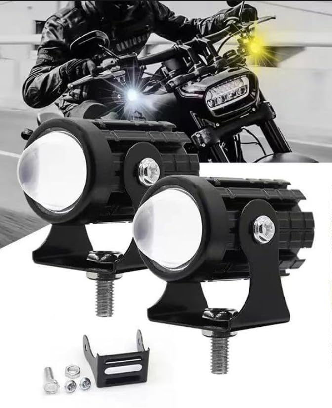 RGV Universal Bike LED Fog Lamps Dual Color Projector Lens Set of 2 - Image 3