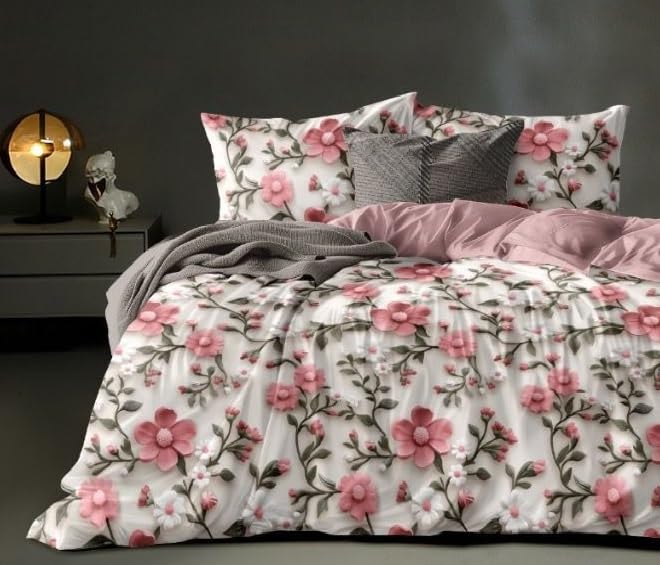 Image of 1 Reversible Comforter Super King Size 108 x 108 Both Side Same Print 1 Bedsheet King Size 108 * 108 inches and 2 Pillow Cover 4 Pieces Bedding Set | AC Quilt | AC Dohar-Multicolor
