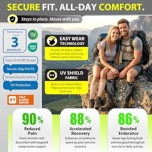 BLITZU Calf Compression Sleeves, Footless Compression Socks for Men & Women - 4