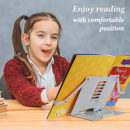 Image of VOLO Book Stand Holder - Portable Adjustable & Foldable Book Holder for Desk, Cookbook, Recipe Book, Textbook & Music Reading Stand