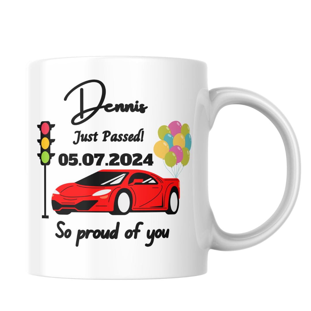 Personalised New Driver Mug, Just Passed Driving test Mug, Personalised Just Passed Gift, New Driver Gift, So Proud of You Gift, Novelty Gift, Congratulations Gifts.