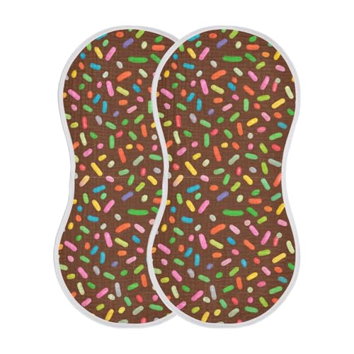 Candy Sprinkles Scattered- Muslin Burp Cloths 22x11 Inch - 4-Layer Organic Cotton & TPU Waterproof Lining, Absorbent Baby Bibs for Boys/Girls with Hanging Loop2