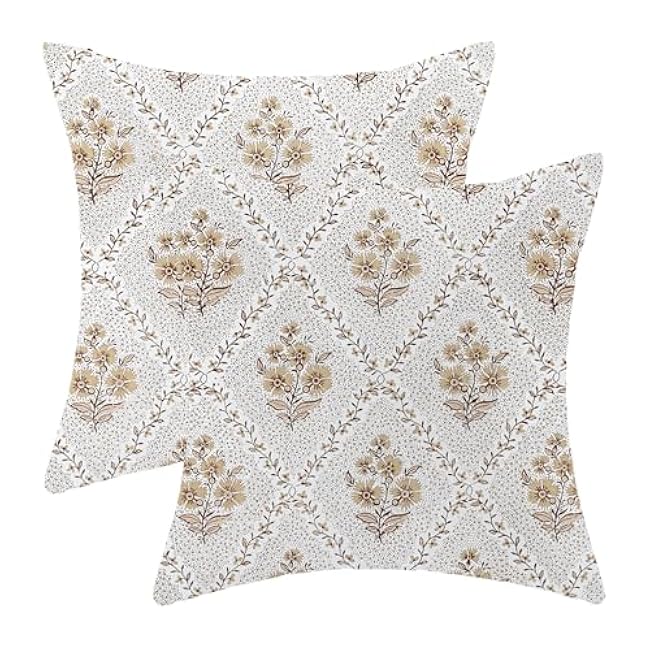 Floral Pillow Covers 16x16 Inches Set of 2 Sage Green Blue Floral Throw Pillow Covers Outdoor Rustic Spring Summer Flower Decoration Pillowcase Farmhouse Decorative Cushion Cover For Sofa Couch