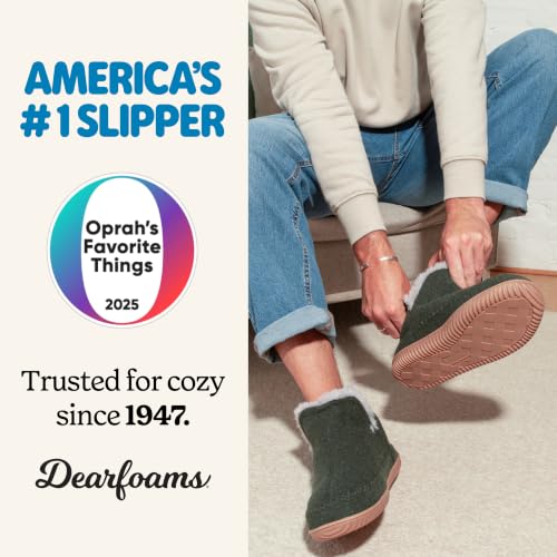 Image of Dearfoams Men's Memory Foam Indoor House Slippers Brixen Ankle Boot House Shoes - Gifts for Men