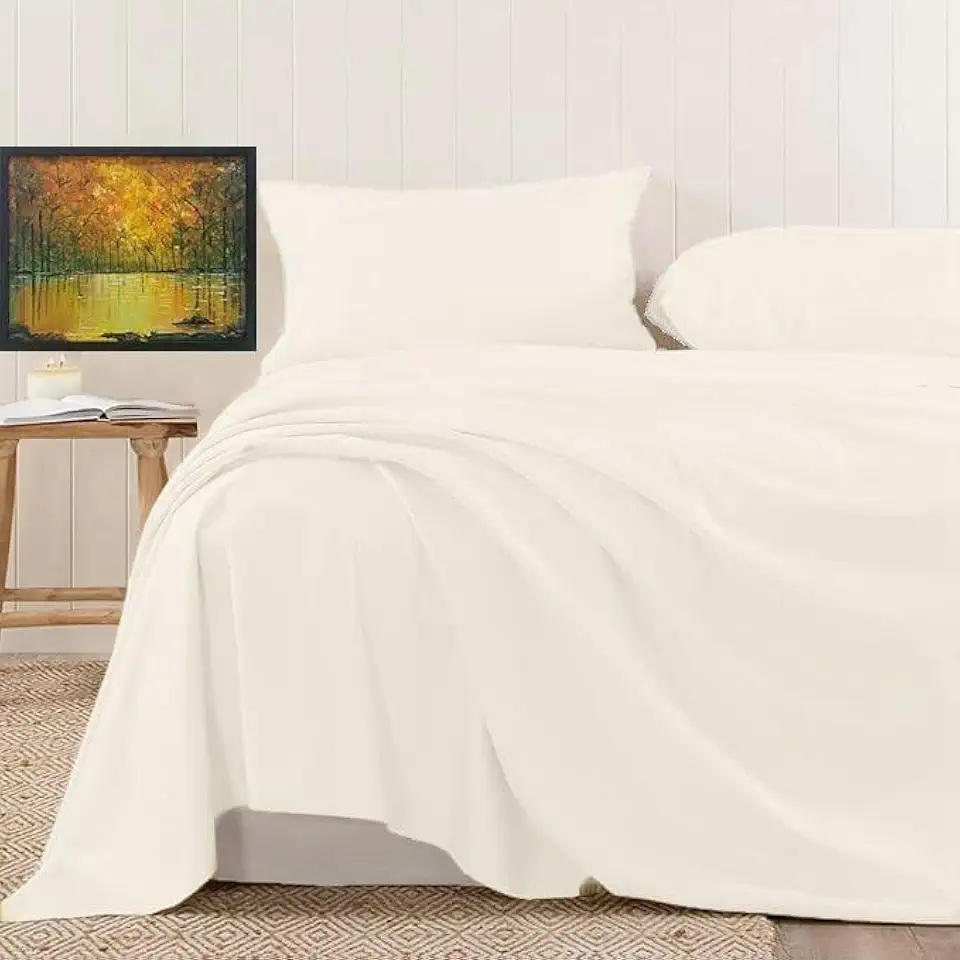 Jogo de Lençol 100% Algodão Egipcio 600 fios 4 peças Fronha Debrum (Queen, Branco)