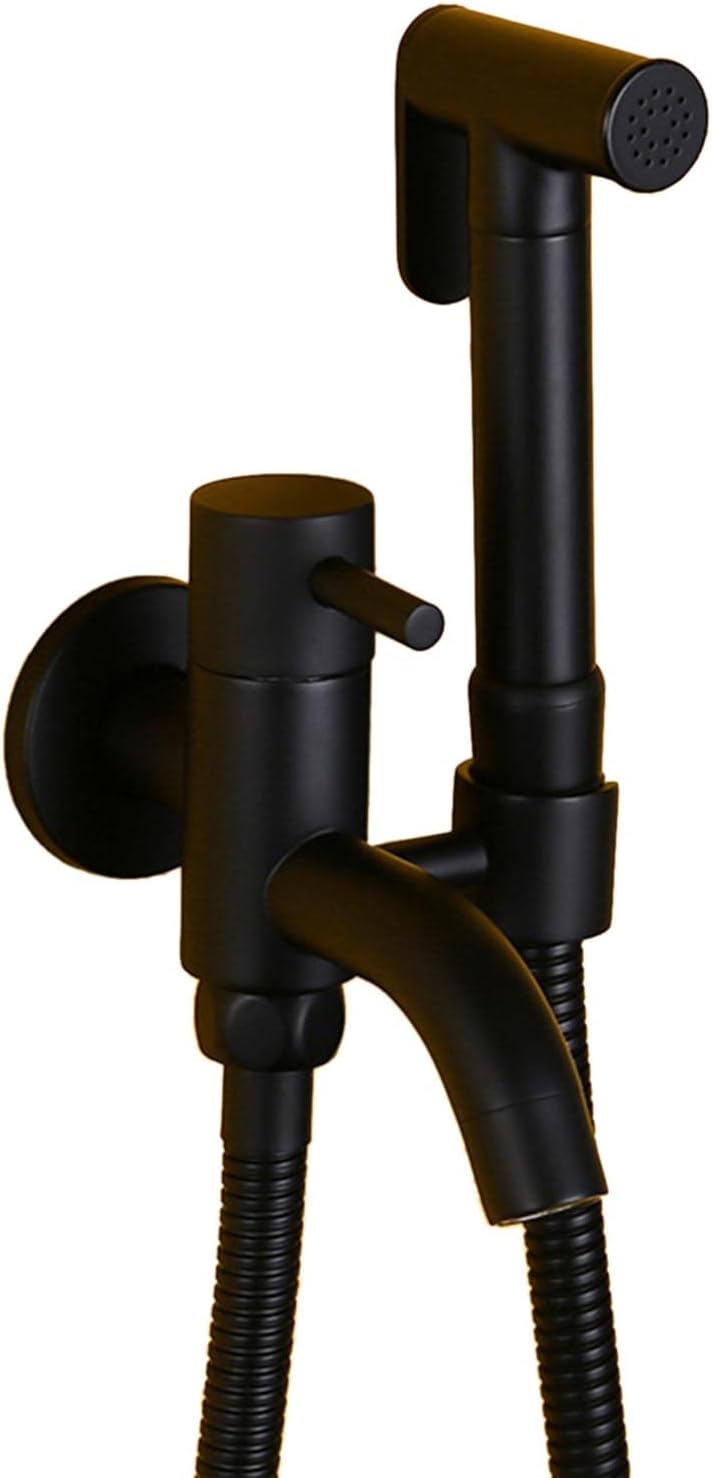 Toilet Spray Gun Faucet Cold Water Bidet Handheld Water Sprayer Hand Shower for Toilet Black with Hose Brass Bidet Shower for Toilet