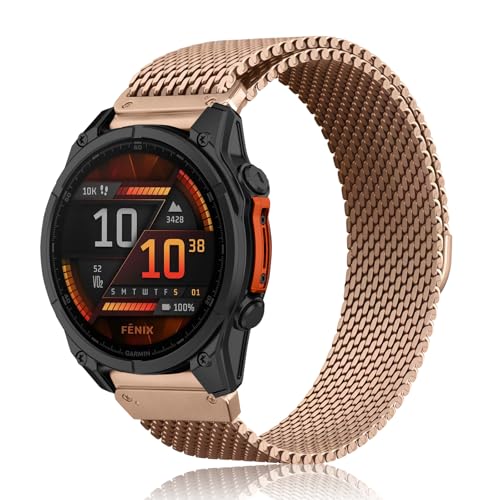 #rémunéré #Amazon<br>22mm QuickFit Bracelet de Metal Compatible avec Garmin Fenix 8 Pro 47mm/Fenix E/Pro/8/7/6 Épaissie Magnétique Acier Inoxydable Bracelets pour Garmin Epix Gen 2/Tactix 8/Quatix 8 47mm Or rose