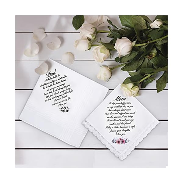 W&F GIFT Mutter und Vater der Braut Geschenke | Hochzeitsgeschenk Taschentuch Set für Eltern der Braut von der Tochter… – Bild 6