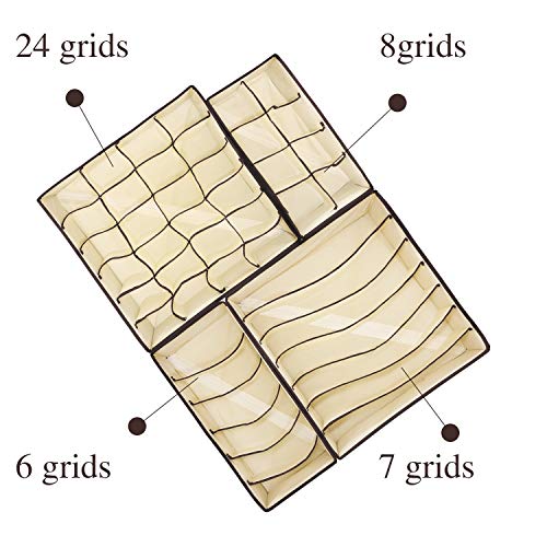 Hoople Foldable Organizers, Drawer Storage Boxes, Closet Organizer, Under Bed Organizer 4 Set Simple Houseware (White) #TOP6