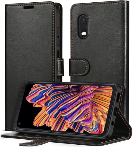 ivoler Billetera Funda para Samsung Galaxy Xcover Pro, [Bloqueo RFID] Funda Tapa Libro Teléfono Magnética de Cuero PU Antigolpes Carcasa Cartera Flip con Tarjetero y Función de Soporte, Negro