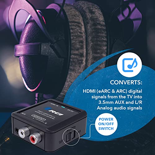 OREI HDMI (eARC & ARC) to RCA L/R Analog Audio Converter With 3.5mm
