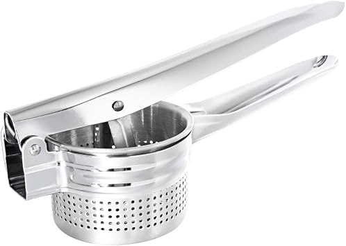 Potato Masher Stainless Steel Masher Fruit Vegetable Press Juicer Crusher Squeezer Food Press with Ergonomic Comfort Grip