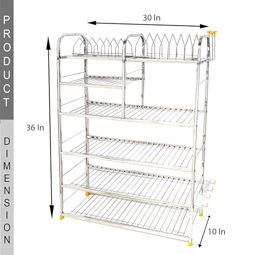 Image of Kitchen Stand, Bartan Stand Stainless Steel Kitchen Rack (36 X 30 Inch) Wt-7.5kg