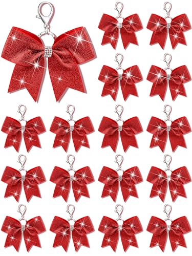 Image of Tondiamo Cheer Bow Keychain Cheer Keychain with Rhinestones Cheerleader Keyrings for Team Gift Cheerleading Sports Accessory