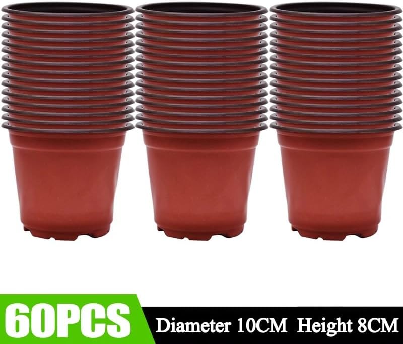 Plastic Seeding Nursery Pot Black Red Plants Pots Seedling Cups Grow Box Planters Home Garden Potted Container(60PCS)