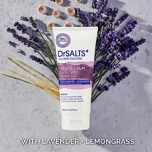 DrSALTS+ Create Calm Shower Gel - Soothing Epsom Salts to Relax Body & Mind with Lavender, Chamomile & Lemongrass Essential Oils - Vegan & Cruelty-Free, 200ml - Image 3