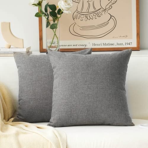 Home Brilliant Beige Cushion Covers Burlap Linen Decorative Handmade Throw Pillows for Couch Patio, 65x65 Cushion Cover Set of 2, 65 cm, 26 inch, Light Linen