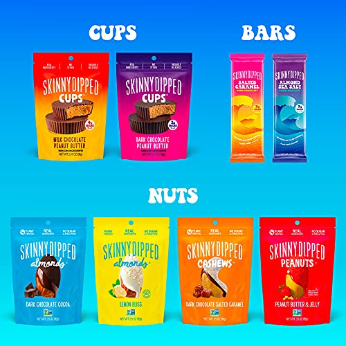 SkinnyDipped Dark Chocolate Peanut Butter Almonds, Healthy Snack, Plant Protein, Gluten Free, 0.46 oz Mini Bags, Pack of 24 - Thumbnail 7