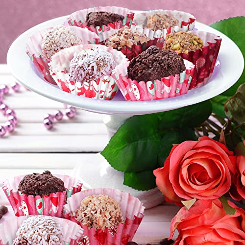 600 Counts Valentine's Day Candy Cups Paper Candy Making Supplies Heart Baking Supplies Snowflake Elk Mini Cupcake Liner Xmas Mini Baking Cups Holiday Candy Paper Wrappers, 6 Styles (Romantic) #TOP4