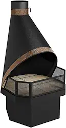 Lareira Suíça Metávila 694T – Aço Carbono, Acabamento Eletrostático Preto e Craquelado Dourado, Aquecimento Até 40 m³, Design Versátil para Canto ou Parede