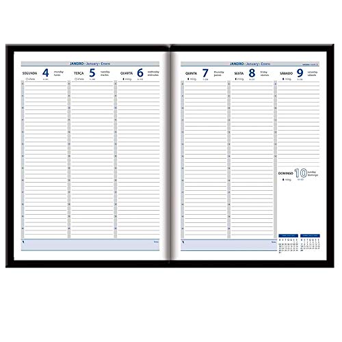 Agenda Semanal Weekly Couro Sintético Preto 84 Folhas 2020 - Foroni