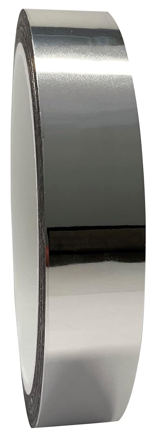 Silver Metalized Polyester Mylar Film Tape,3/4 inch x 55 yds. | Thin Thin Mirror Tape,Decor Tape for Accent Wall, Doors, Cabinets and Graphic Art,Not for Heavy Duty Repairs