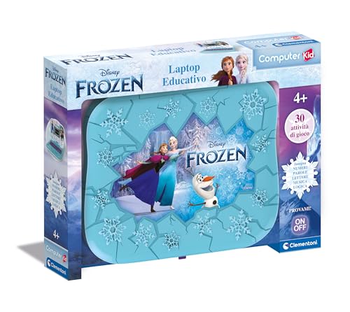 Clementoni - Computer Kid Frozen Laptop Educativo Bambini 4+ Anni, 30 attività Educative, Gioco Elettronico per Imparare Lettere, Numeri, Musica e Logica, Batterie Incluse, Lingua Italiana, 16823