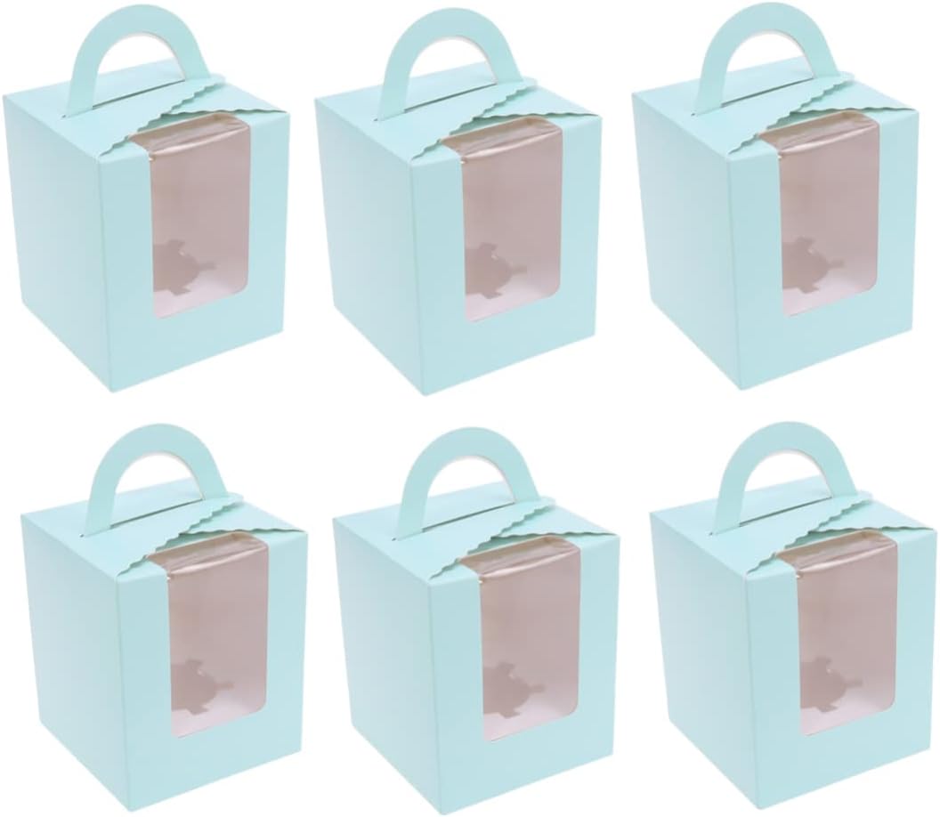 50pcs Muffin Box Paper Cup Window Lid Single Cupcake Boxes for Storage Baking Cups Liners for Party