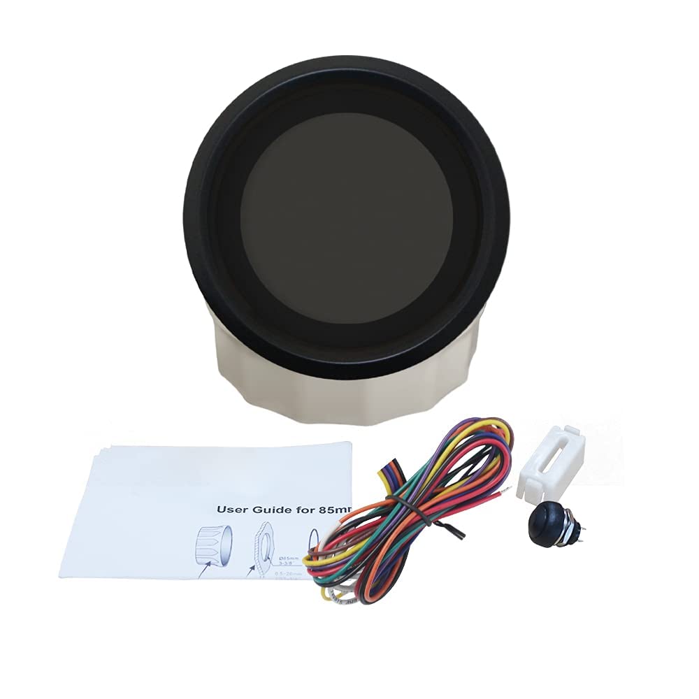 ELING Tacómetro digital de 85 mm, 0-19999 RPM horas de temperatura del agua, nivel de combustible de presión de aceite, voltios para coche, camión, moto, 12 V/24 V (negro y níquel)