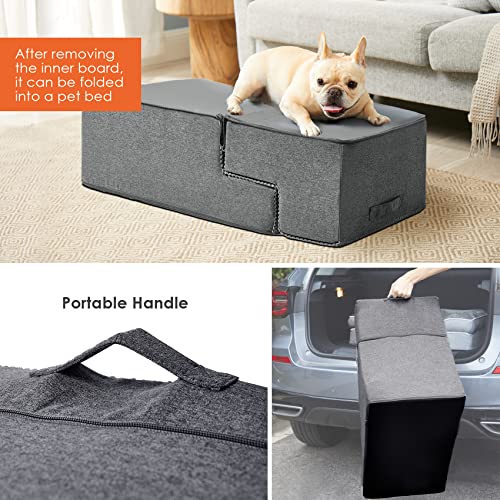 Eheyciga Dog Stairs For Small Dogs, 4-Step Dog Stairs For High Beds And Couch, Folding Pet Steps For Small Dogs And Cats, And High Bed Climbing, Non-Slip Balanced Dog Indoor Step, Grey, 3/4/5 Steps #TOP4