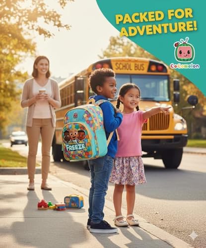 Image of STRIDERS Cocomelon Kids Backpack | Lightweight Fun School Bag | Padded Comfortable Straps & Spacious Compartments | Perfect for Preschool & Toddlers | 36cm