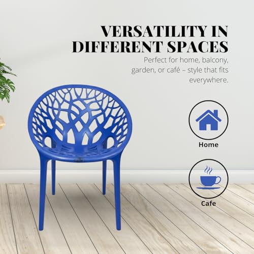 Image of activa Crystal Plastic Arm Chair | Stackable Indoor Outdoor Chair for Home, Balcony, Patio & Garden | Comfortable Designer Armrest Chair | Durable Plastic Seating Furniture (Blue, Set of 1)