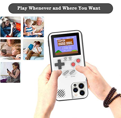 Autbye Gameboy Case for iPhone, Retro 3D Design Style Silicone Protective Case with 36 Small Games, Color Display Shockproof Video Game Phone Case (for iPhone Xs Max, White)