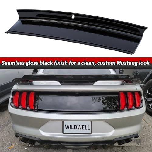 Image of WildWell Trunk Decklid Panel Compatible with 2015-2023 Ford Mustang | Rear Decklid Panel Trim Center Boot Cover Exterior Accessory Glossy Black