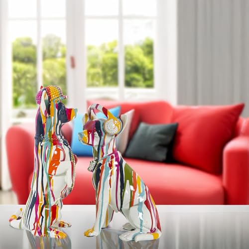 Statue de chien en résine multicolore 30cm pour décoration - 8