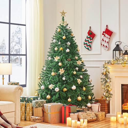 Miniatura 2 de Yaheetech Árbol De Navidad Artificial De 183 Cm Con 903 Puntas, Resistente Al Fuego, Pvc, Incluye Soporte De Metal Con Vetas De Madera De Abeto, Color Verde