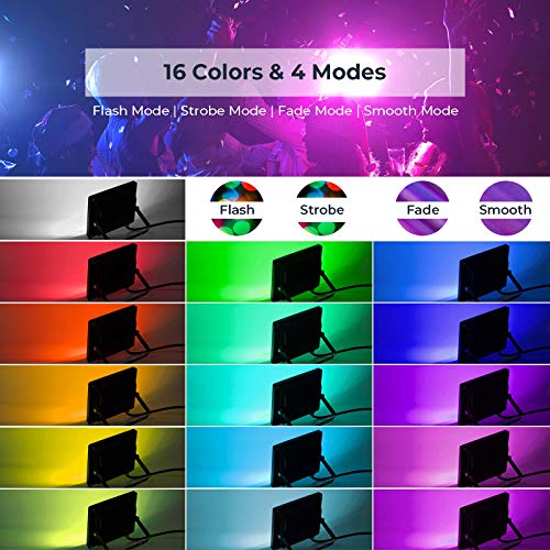 Led Flood Light Outdoor, 200W Equivalent Smart Floodlight App Control, 20W Diy Rgb Color Changing Party Stage Lighting, 2700K&16 Million Colors & Timing, Ip66 Waterproof Uplight For Garden 4 Pack #TOP2