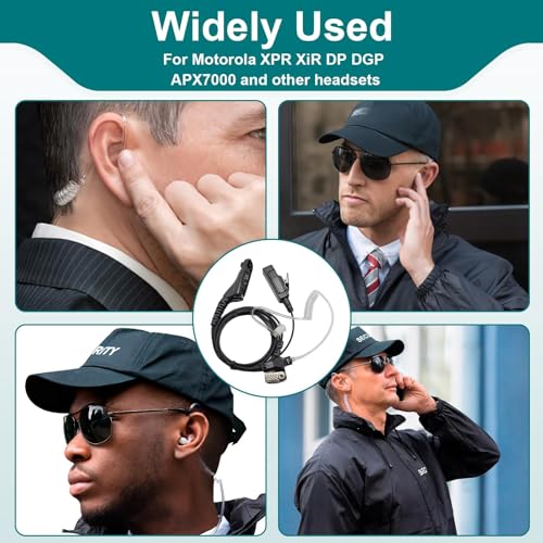 Acoustic Tube Earpiece Headset with Microphone,Multi Pin Two Way Radio Covert Security Bodyguard PTT Earpiece Headset for Motorola DP3400 DP4400 DGP4150 XPR6300 APX1000 APX4000 GP68 GP88 GP300