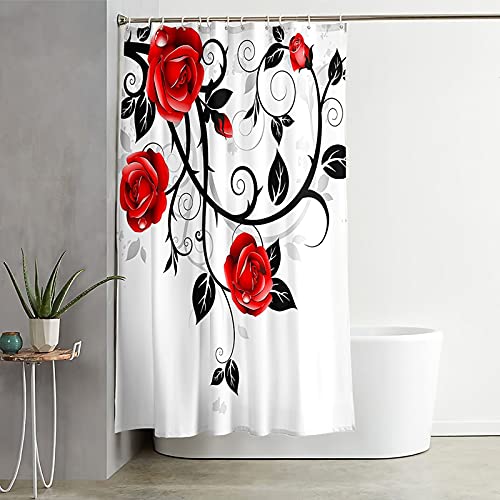 Rideau de douche anti humidité polyester rouge noir KnSam 165x180 - 3