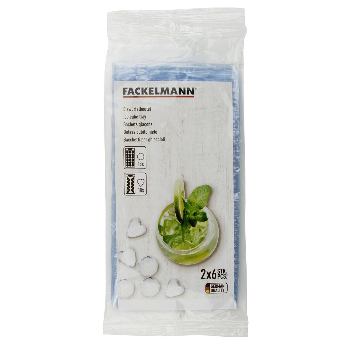 Lot De 24 Sachets à Glaçons Fackelmann – Formes Cœur Et Ovale – 4,5 Cm – Jetables